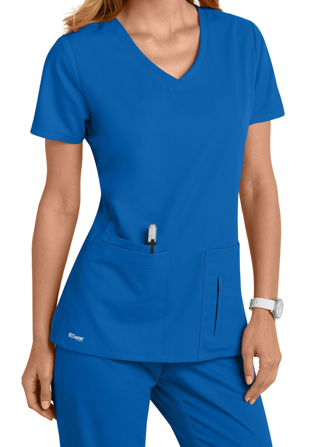 Grey's Anatomy 4 Pkt Sis V-Neck Seamed Sleeve